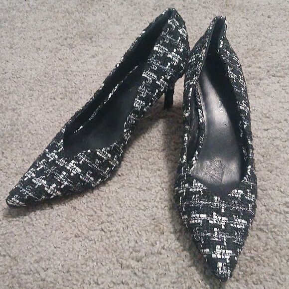 KOKO & Palenki black and white tweed heels Sz 9 EUC - Picture 1 of 9